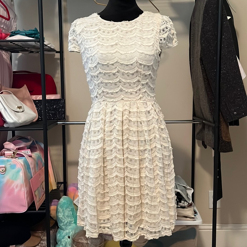 Ivory Lace Scalloped Dress